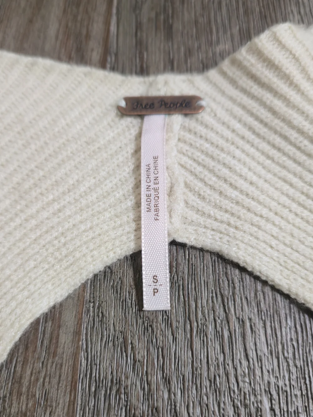 Free People Saffron Oatmeal Ribbed Open Back Puff Sleeve Sweater Small Neutral